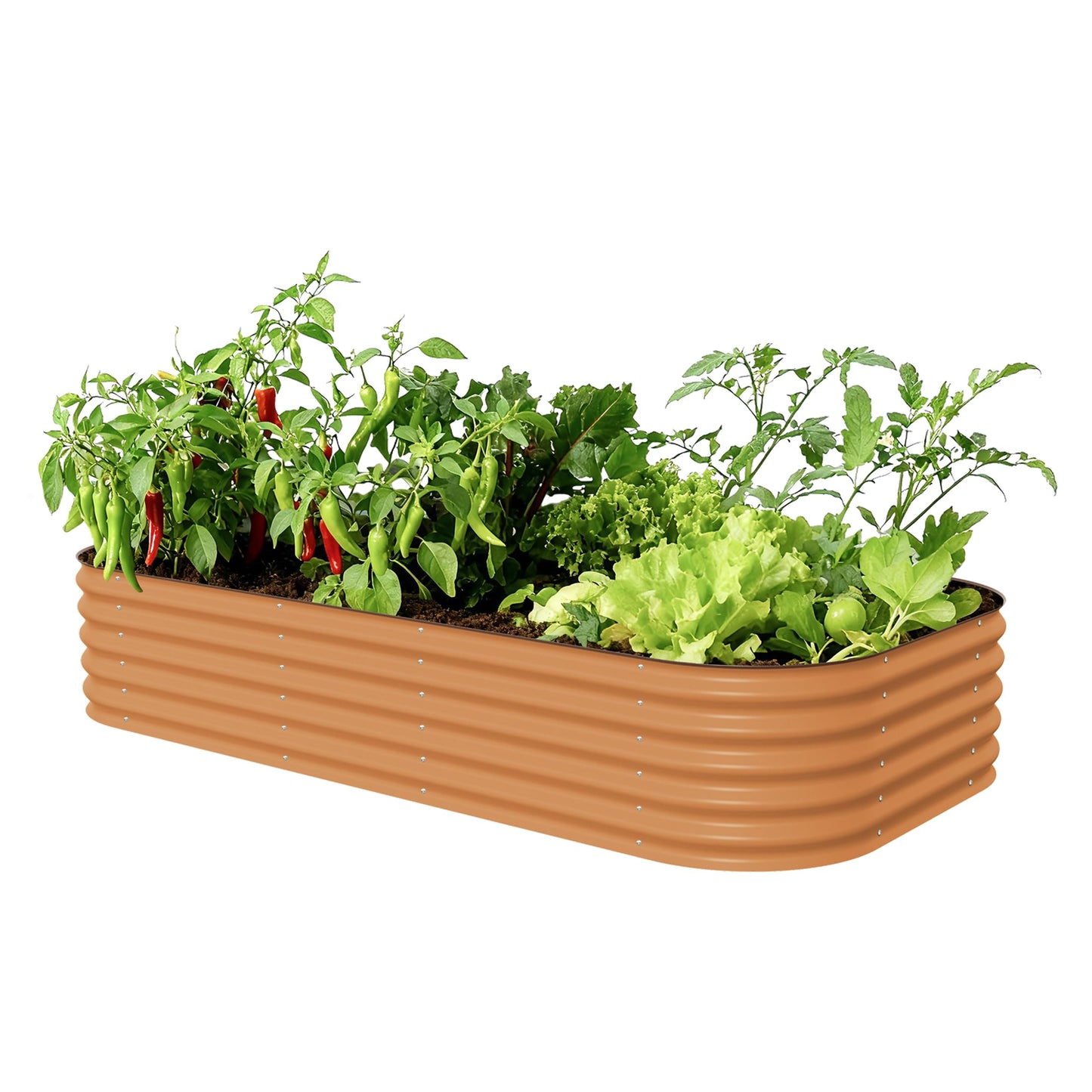 Vego garden Raised Garden Bed Kit, 17" Tall 10 in 1 Jumbo Modular Metal Planter Box for Vegetables, Flowers, Herbs, Terra Cotta