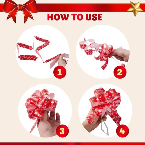 JOYIN 24 PCS Christmas Wrap Ribbon Pull Bows - Easy Gift Wrapping Accessory for Presents & Baskets