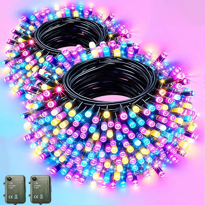 Easter String Lights Battery Powered, 2 Pack Total 66.6 FT 200 LED Colorful Pastel String Lights for Indoor Outdoor Easter Decorations, Twinkle Fairy Light for Home Party Room Party Decor