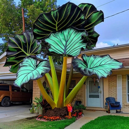 EDRHTJG Giant Tropical Leaf Foliage-Elephant Ear-Alocasia for Year Round Interest-Privacy Oasis-Dark and Bright Tones (10)