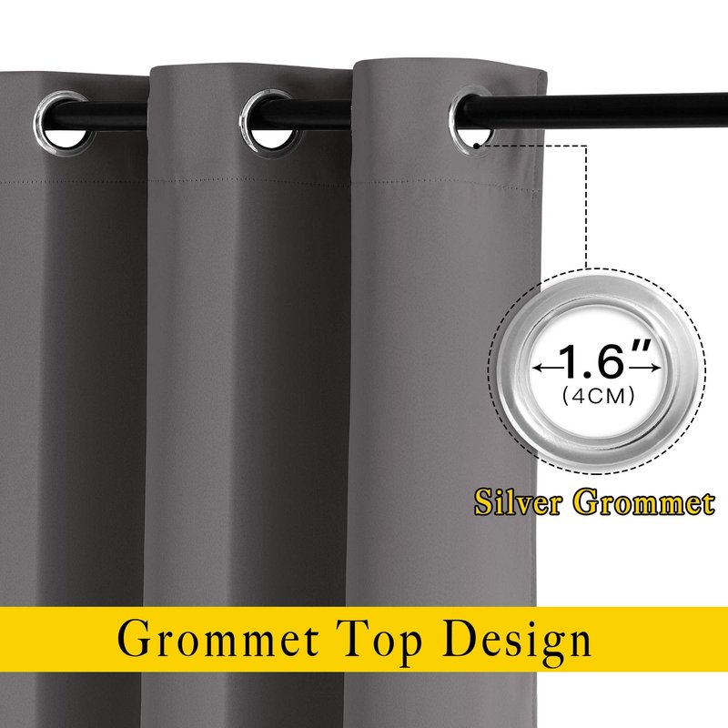 NICETOWN Blackout Curtains Panels for Bedroom - 3 Pass Microfiber Noise Reducing Thermal Insulated Solid Ring Top Blackout Window Drapes (2 Panels, 66 x 84 Inch, Gray)