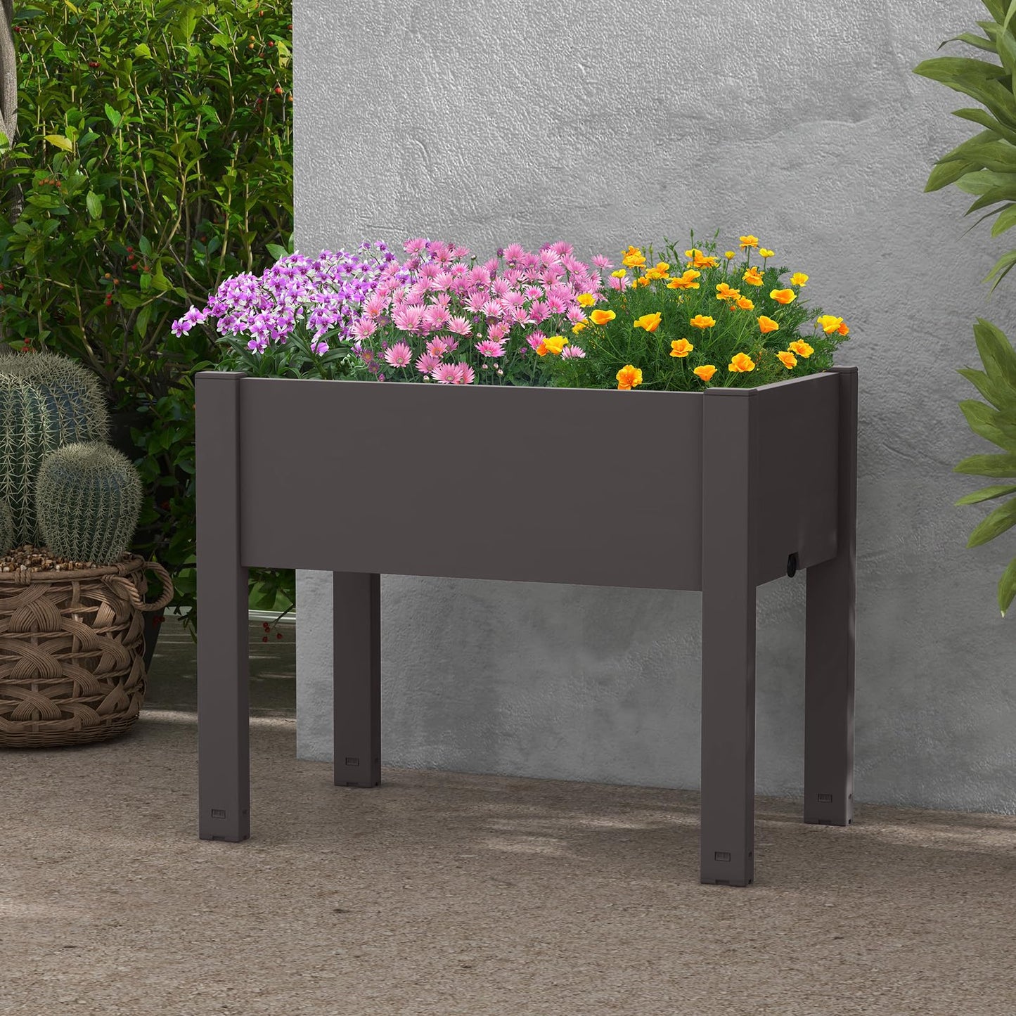 Toolsempire Raised Garden Bed Outdoor, Elevated Planter Boxes with Legs & Water Level Indicator, Garden Box Self-Watering Raised Beds for Gardening, Balcony & Deck (Coffee)