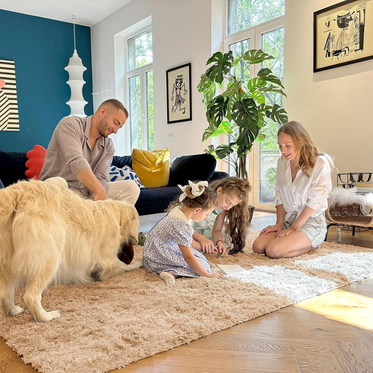 OLANLY Large Area Rug - Soft Fluffy Shaggy Indoor Carpet for Living Room & Bedroom | 10x12 ft, Beige