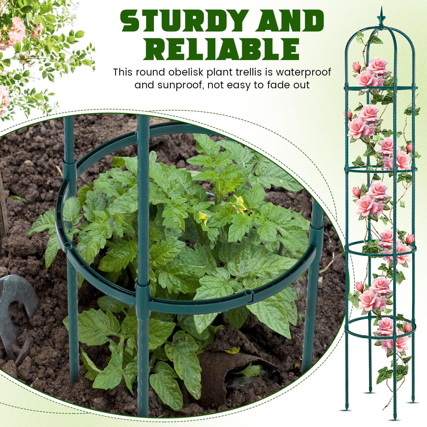 Tandefio 4 Pack 6 ft Garden Obelisk Trellis for Climbing Plants Outdoor Rustproof Rose Trellis Metal Plant Trellis Support Tower Obelisk Garden Trellis for Clematis Vine Jasmine Support Outdoor Indoor