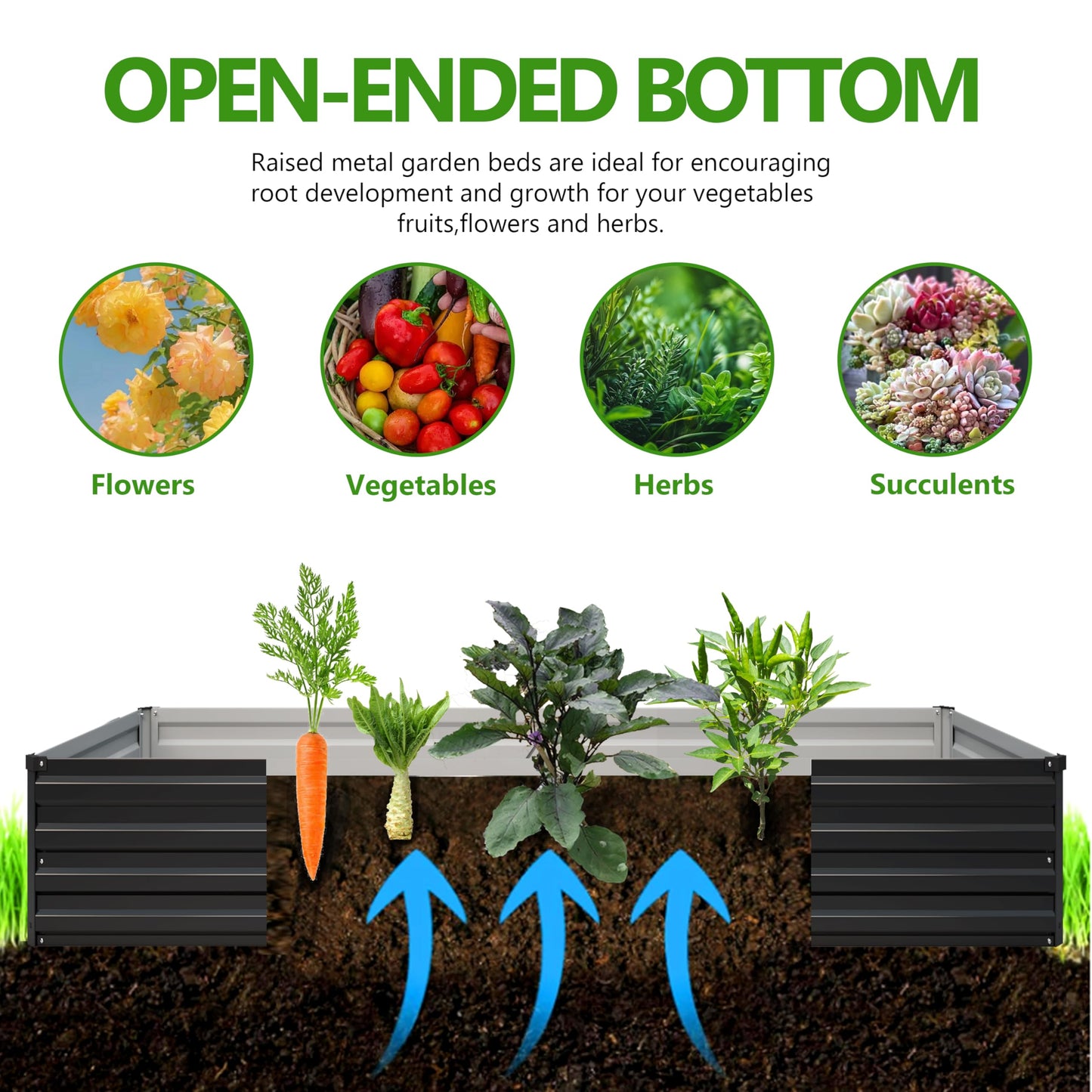 Easllre 2PCS 9x3x1ft Galvanized Raised Garden Bed,Outdoor Planter Box Metal Patio Kit Planting Bed for Vegetables Flowers Herb,Black