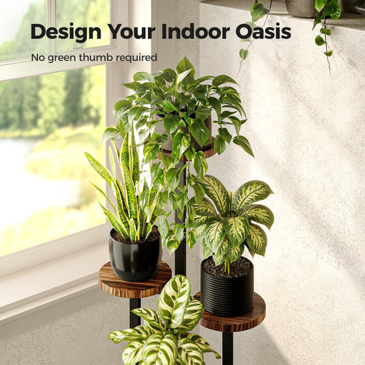 Bamworld Plant Tables Indoor Corner Plant Stand Tall Metal Wood Plant Shelf Outdoor Indoor Plant Table Rack 4 Tier Tier Plant Stand Garden Accessories for Living Room Balcony Patio