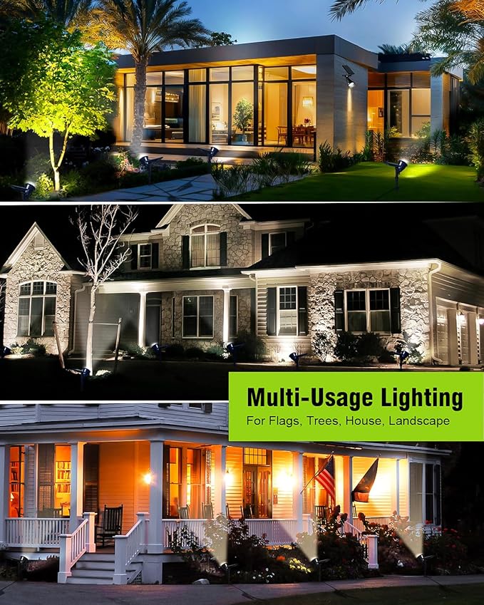 Solar Spot Lights Outdoor, Bright Solar Landscape Spotlights Waterproof 18LED 2-in-1 Solar Powered Flag Light Adjustable Auto On/Off Uplights for Flag Pole Yard Garden Decor Patio, 1Pack (Cool White)