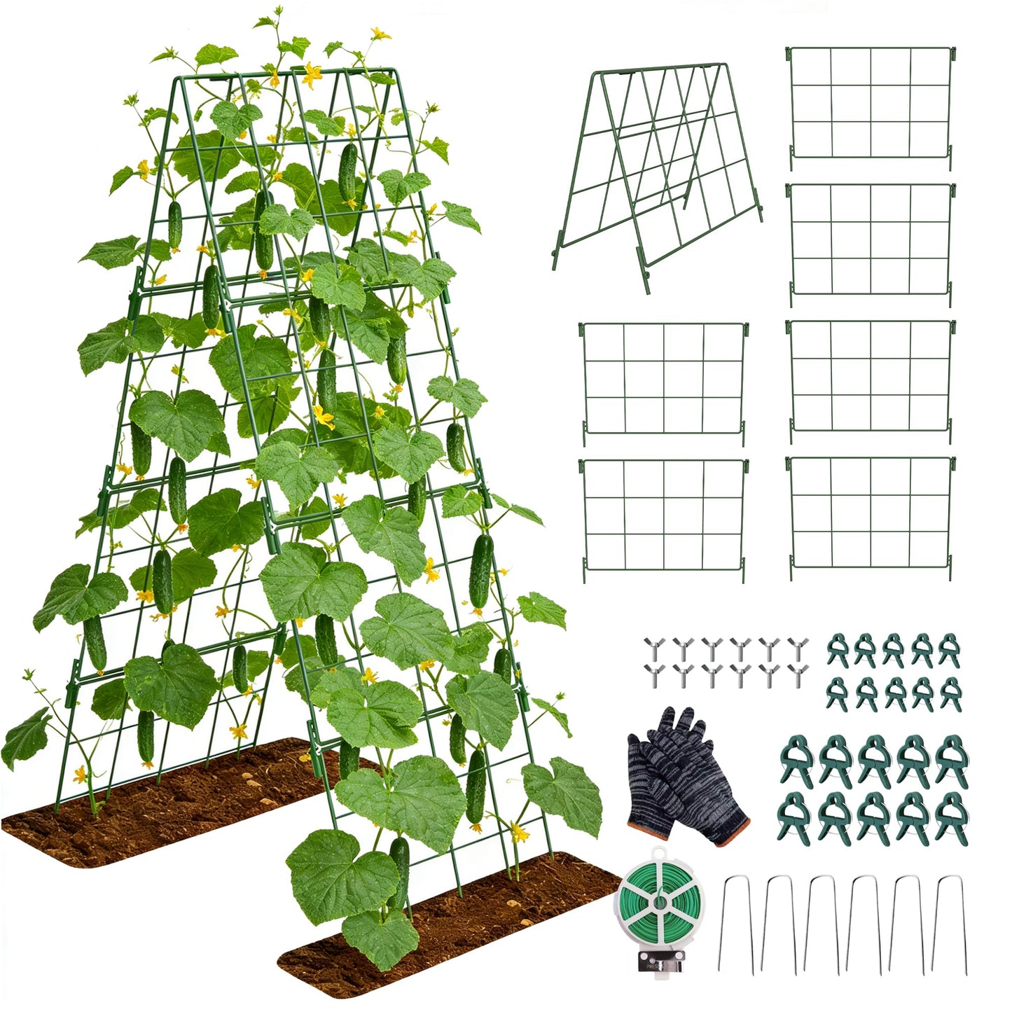 Heavy Duty Adjustable A-Frame Trellis for Climbing Plants,48"x16", Rust-Proof Metal Garden Trellis with Dense Grid, Ideal for Raised Beds, Cucumbers, Tomatoes, Beans, and Outdoor Vines (1 Pcs)