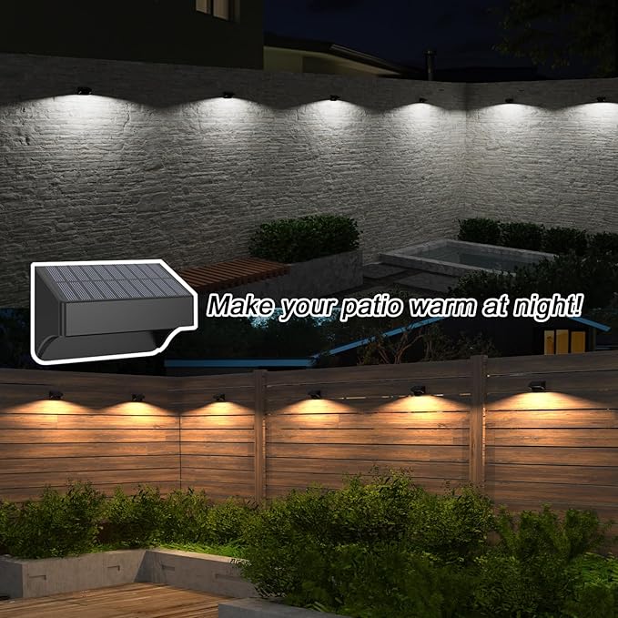 Solar Fence Lights Outdoor,Fence Solar Lights Outdoor Waterproof Led IP65 with10 Fixed Colors ＆ RGB Color Changing for Wall Backyard Step Railing Patio Pool Porchaily&Holiday Decorations (8)
