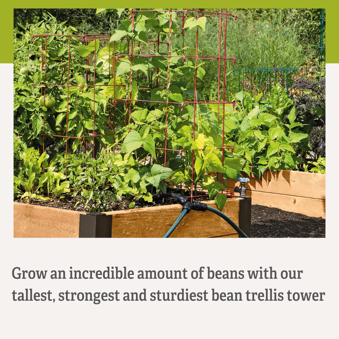 Gardeners Supply Company Large Bean Tower Plant Support | Sturdy Weatherproof Outdoor Beans, Peas & Other Climbing Vegetable Garden Plants Stake | Best for Small Space Garden - 75" H - Red