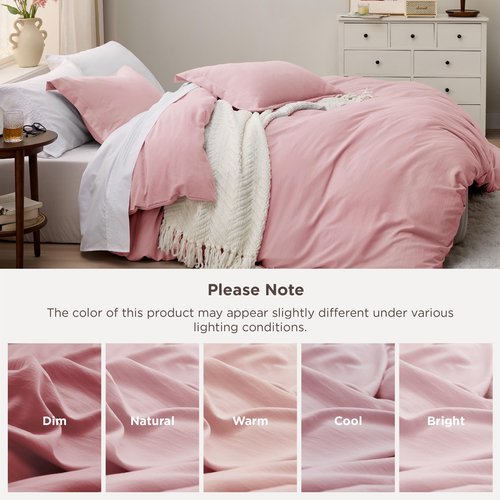 Bedsure Pink Duvet Cover Full Size - 3 Pieces Prewashed Extra Soft Cotton-Like Polyester Bedding Set, Includes 1 Duvet Cover 80x90 Inches with Zipper Closure & 2 Pillow Shams, Comforter Not Included