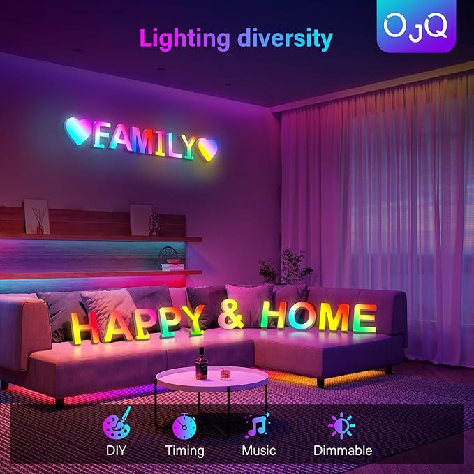 OJQ Light Up Letters LED Letter - Marquee Letters Room Decor Wall Decor Living Room Gifts for Boyfriend Home Decor Living Room - Christmas Birthday Gifts for Girl Gifts