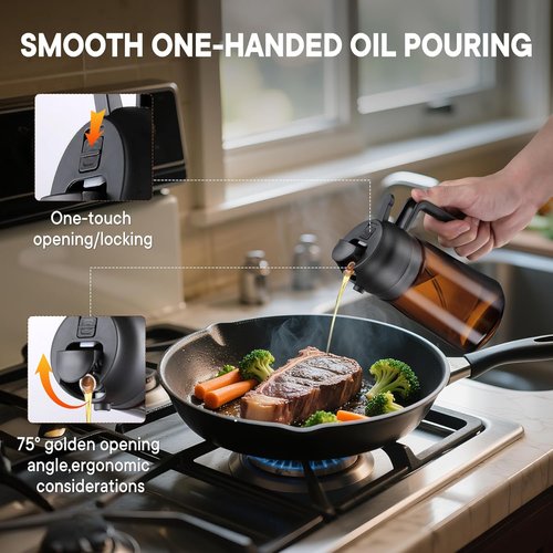 LAKUMIQI Olive Oil Sprayer - 2-in-1 Glass Dispenser & Mister, 16oz, Non-Aerosol, Leak-Resistant for Cooking & BBQ