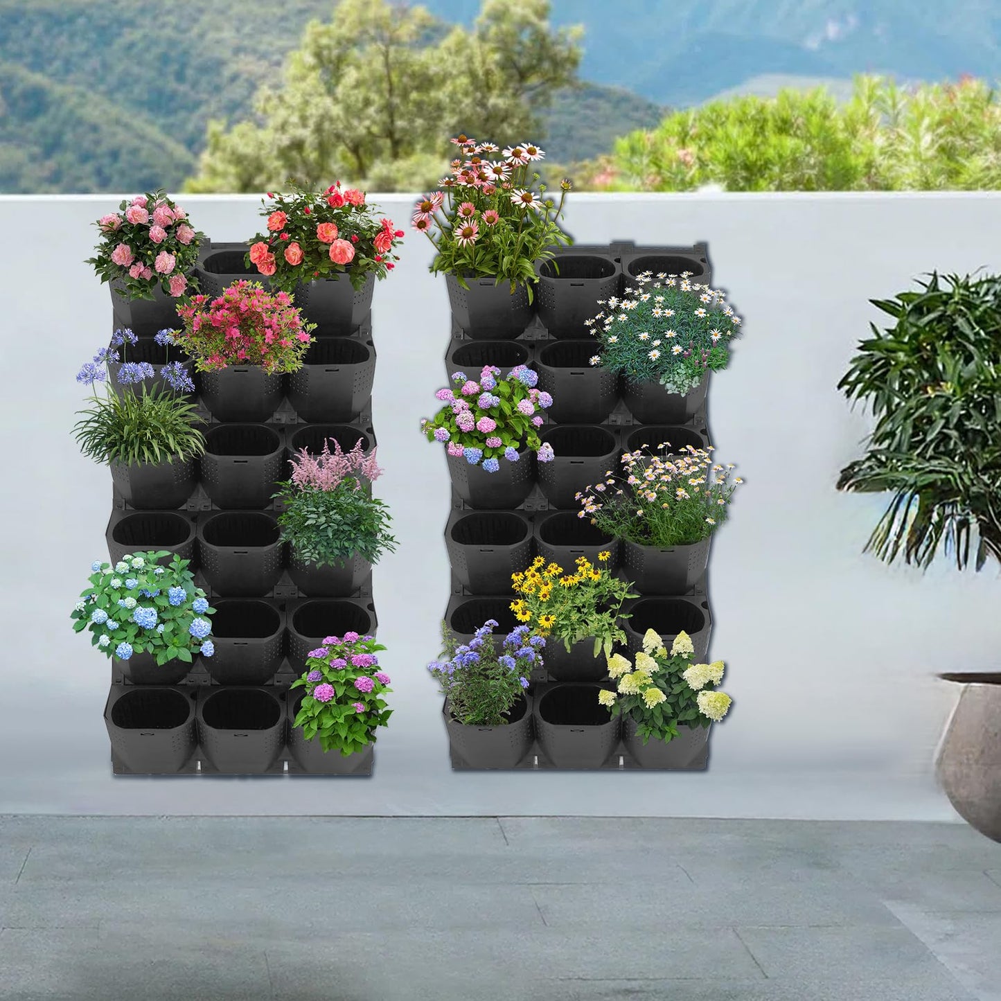 36 Pockets Vertical Wall Planters, Hanging Planting Grow Bags, Garden Planter Wall Mounted Stackable Planter, Plant Grow Bag Outdoor Indoor Gardening Vertical Greening Flower Container (Black)