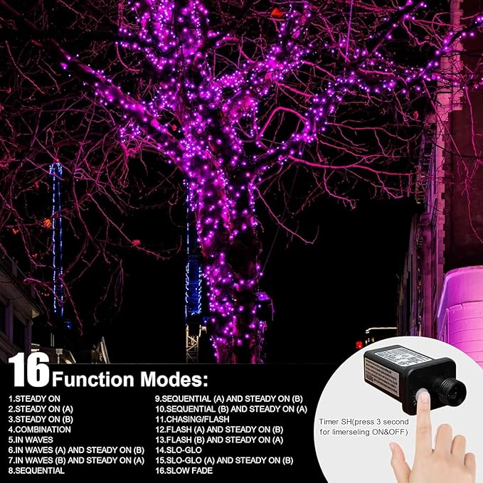LAMPHOME 33ft Valentine's Day String Lights, Christmas Decorative Mini Lights, 100 LED Pink Fairy Starry String Lights Plug in, 16 Lighting Modes for Valentines Day Tree Decorations (Pink)