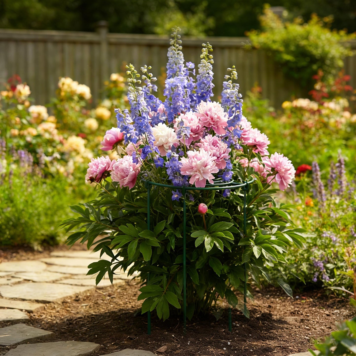 DAYUMKOU 8 Pack Peony Cages and Supports, 14" D x 24" H Plant Supports for Outdoor Plants, Heavy Duty Metal Peony Support Cage Flower Support Rings for Rose Hydrangea Strawberry