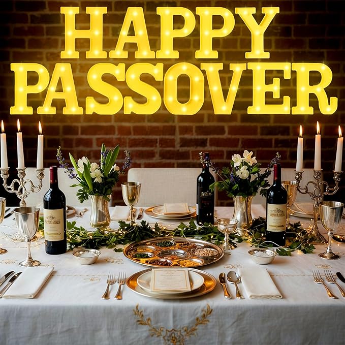 Honoson 13 Pcs Happy Passover Light up Sign Passover Decorations LED Pesach Table Decoration Jewish Festival Holiday Pesach Pesaj Seder for Jewish Holiday Party Table Home Decor