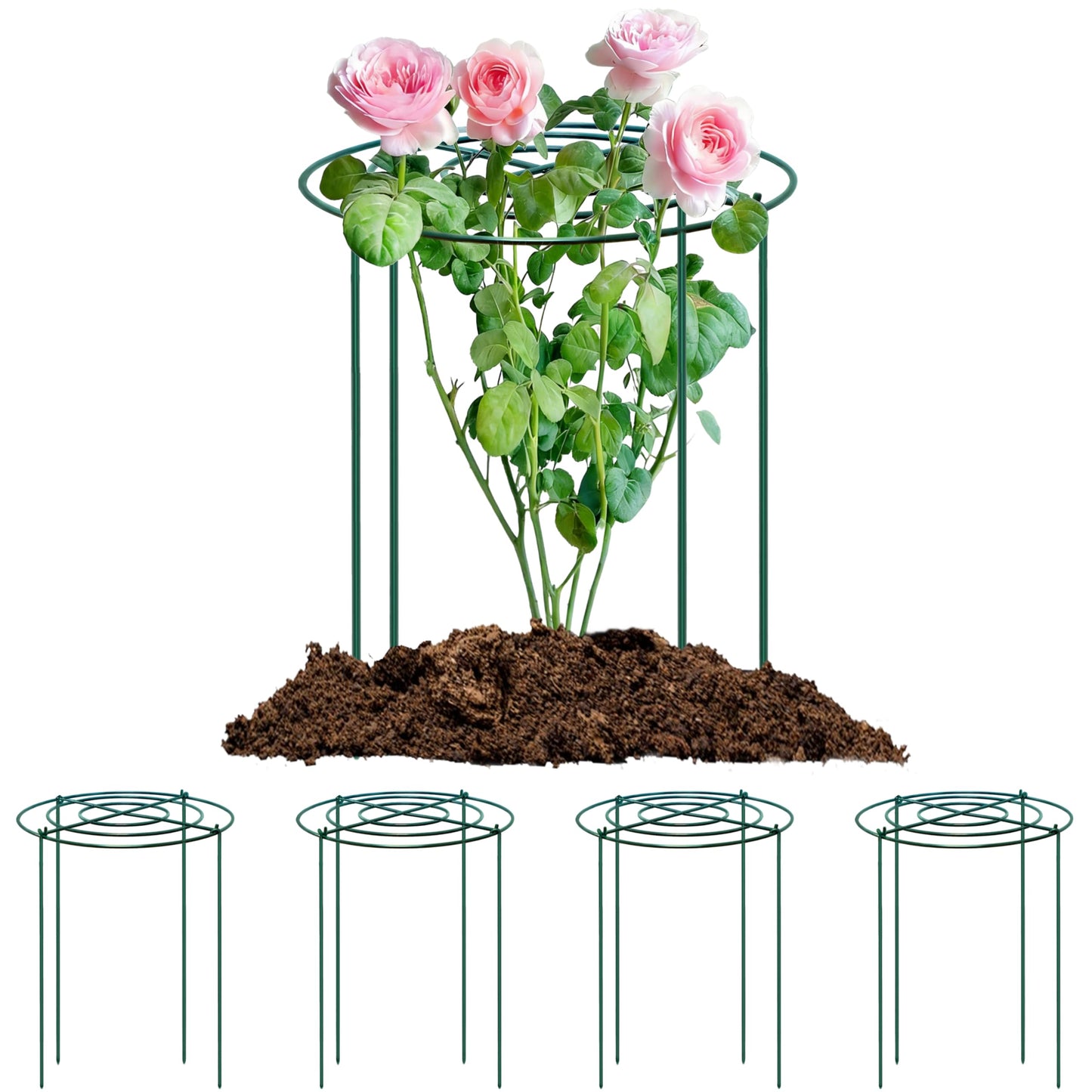 SYITCUN 4pack Peony Cages and Supports, 18 x 24 Inch Four Legs Peony Cage, Heavy-Duty Peonies Support Cages, Peony Ring for Roses, Hydrangeas, Sage, Peonies, Cucumbers, Tomato