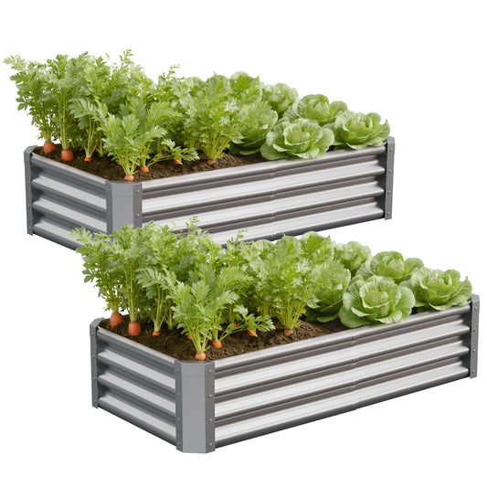 Anmiro Galvanized Raised Garden Bed,Outdoor Planter Box Metal Patio Kit Planting Bed for Vegetables Flowers Herb (Galvanized, 4x2x1ft-2p)