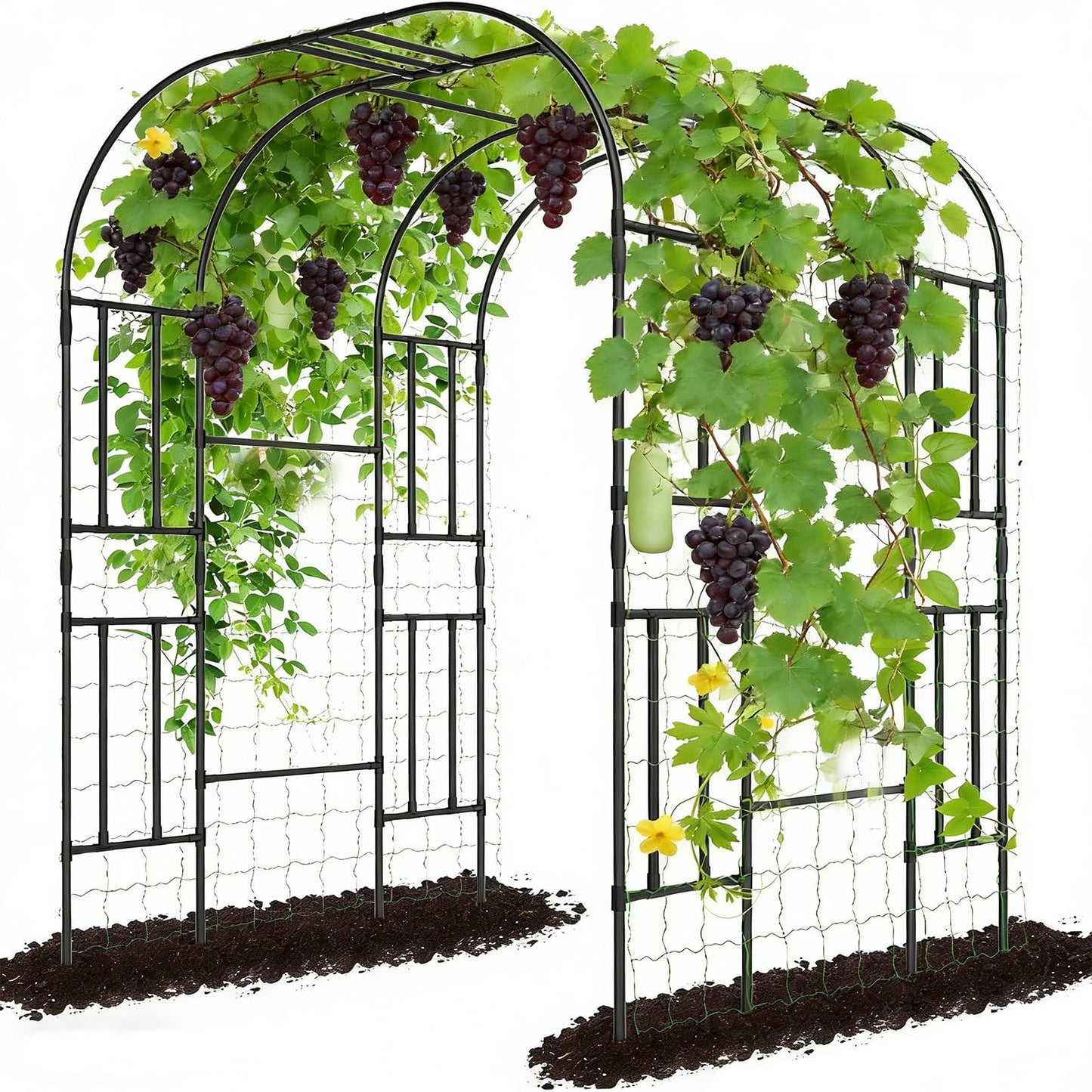 DoCred Large Garden Arch Trellis for Climbing Plants, 87 Inch Tall Metal Plant Support Trellis Archway for Climbing Vine Vegetable/Fruit/Flower Outdoor Yard Lawn Garden Arch Tunnel Trellis