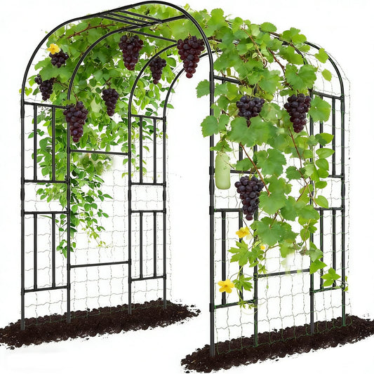 DoCred Large Garden Arch Trellis for Climbing Plants, 87 Inch Tall Metal Plant Support Trellis Archway for Climbing Vine Vegetable/Fruit/Flower Outdoor Yard Lawn Garden Arch Tunnel Trellis