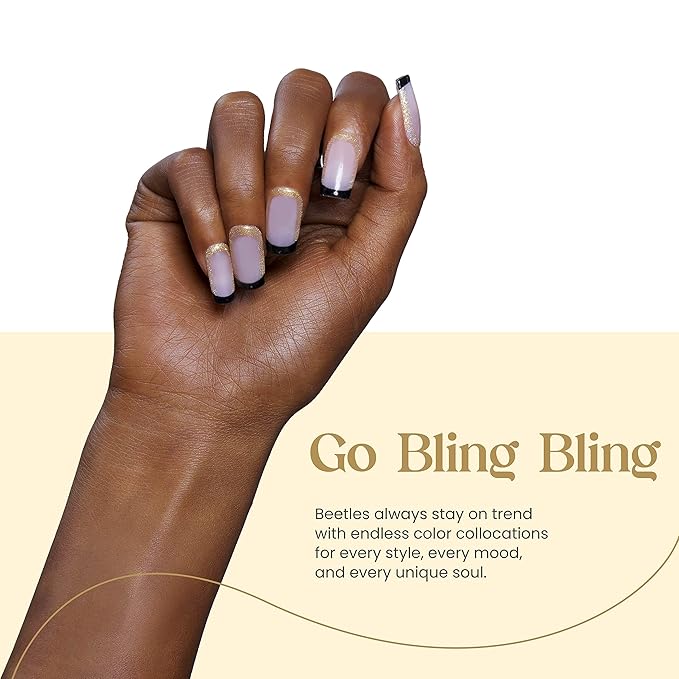 Beetles Gold Gel Polish 15ml Champagne Gold Glitter Flashy Color Gel Nail Polish Uv LED Nail Lamp Nail Art Manicure Salon DIY Home Gifts for Her