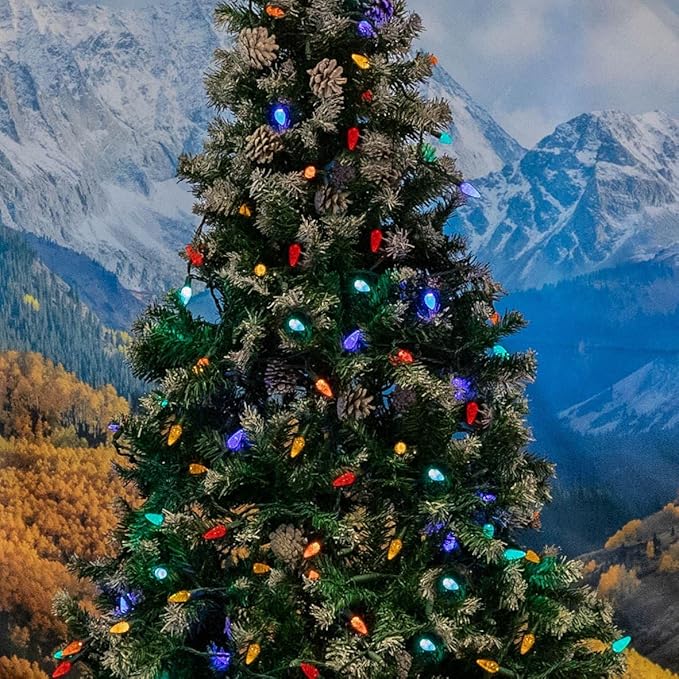 Novelty Lights 24FT 70 LED C6 LED Christmas String Lights, Outdoor/Indoor Multicolor LED String Lights, Permanent Christmas Lights Outdoor Tree Decorations