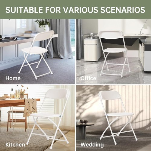 10 PCS Folding Chairs by [Brand Name] - Heavy-Duty Portable Plastic Chairs | 350 LB Capacity for Indoor/Outdoor Events