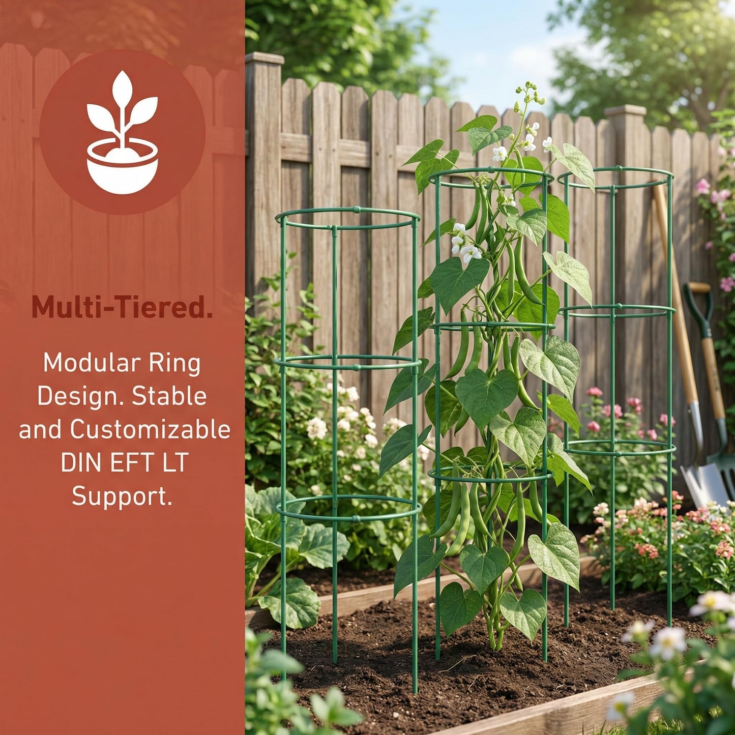 Elfzone Tomato Cage - Tomato Plant Support,Tomato Trellis Plant Stakes Support, Pots and Garden Climbing Vegetables Plants Flowers,Plant Stakes for Indoor Plants，3pcs