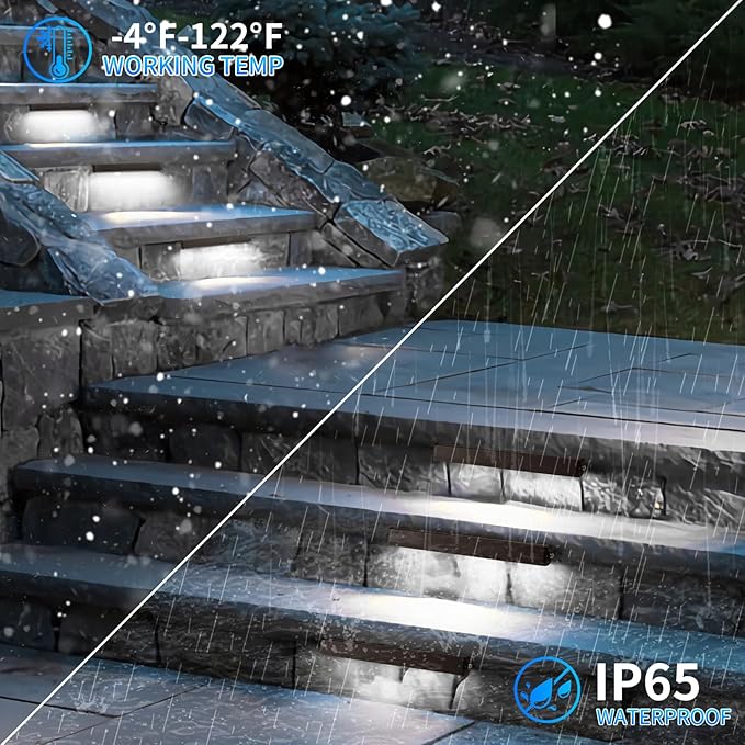 8-Packs 5W 12inch LED Hardscape Paver Lighting,12V AC/DC Low Voltage Retaining Wall Lights,Landscape Lighting,5000K Daylight White Outdoor Step Light,50,000 Hours Lifespan-Black