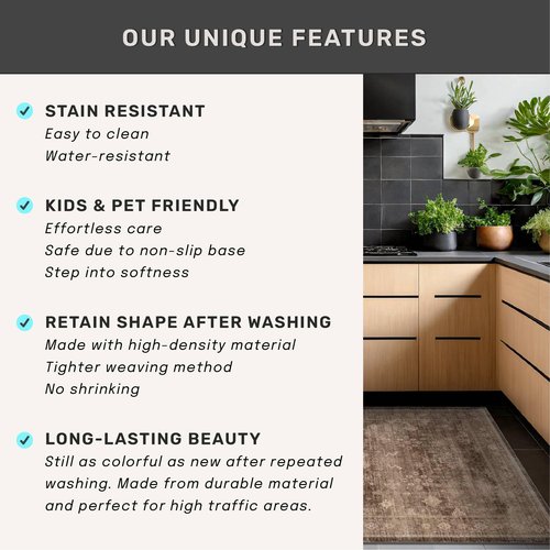 Hazo Haus Brown Rug for Living Room 10x14 - Extra Large Vintage Western Unique Neutral Taupe, Washable Low Pile Non-Slip Soft Thin Area Rug for Dining Under Table, Bedroom Under Bed, Home Office