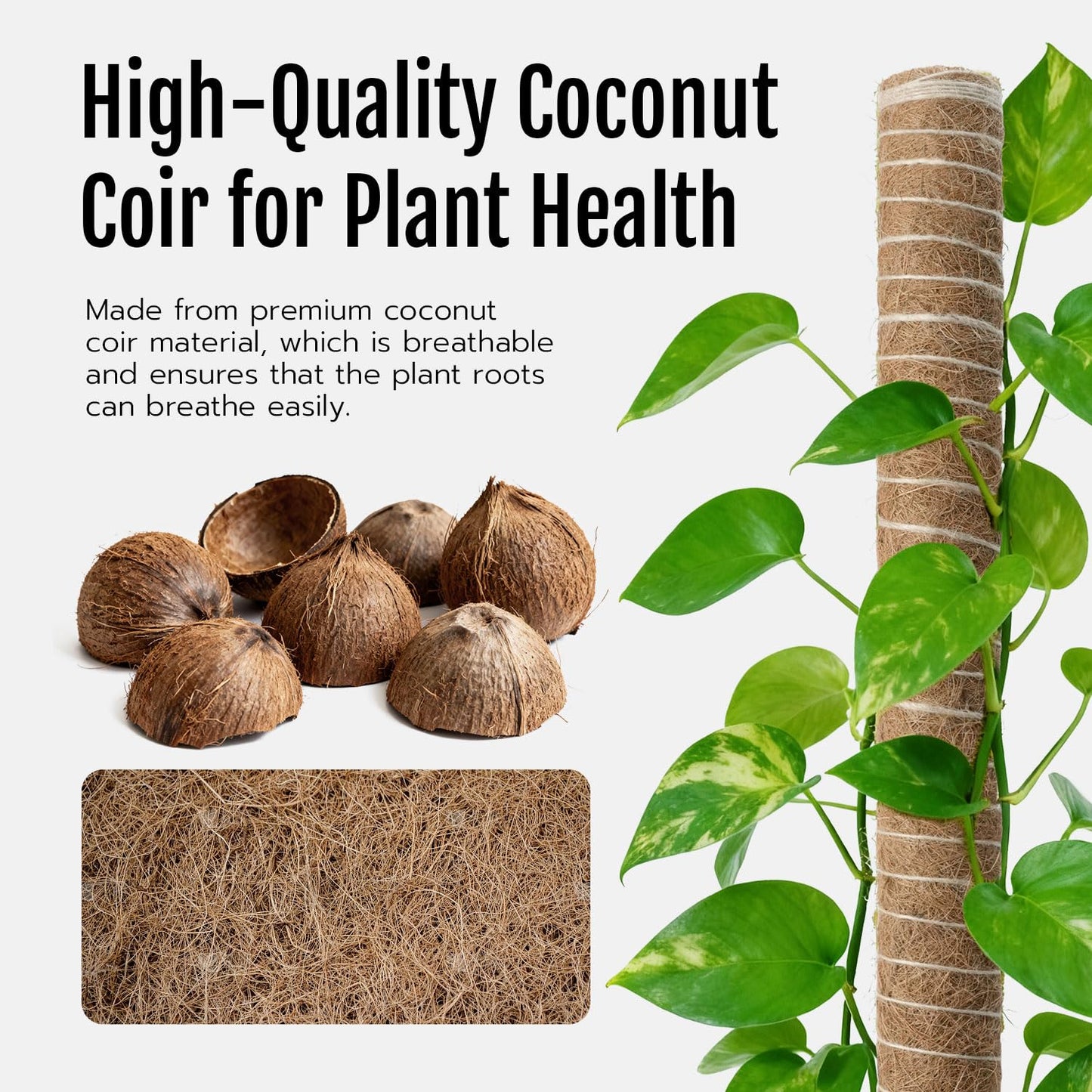 Mcbazel 4 Pack 23.5 Inch Moss Poles, Monstera Plant Support, Stackable Moss Pole for Indoor Plants, Coco Coir Totem for Climbing Plant, Potted, Sphagnum