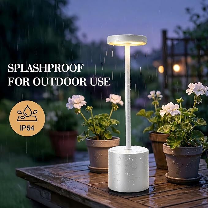 Cordless Table Lamp – 2 Pack Rechargeable Table Lamps, 5000mAh Battery Operated Lamp with 3-Color Dimmable Light, Outdoor Table Lamp for Bedroom, Restaurant, Patio, Home Décor (White)