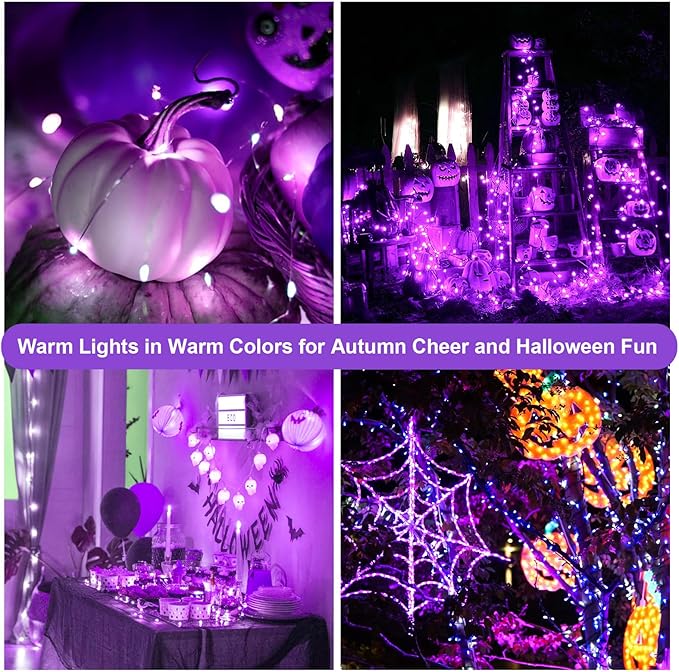 ZGWJ LED Fairy Lights Battery Operated, 8 Pack Purple Twinkle String Lights 20 LED 7ft 3 Lighting Modes Waterproof for Bedroom Decor, Halloween, Christmas, Party Indoor and Outdoor Decoration