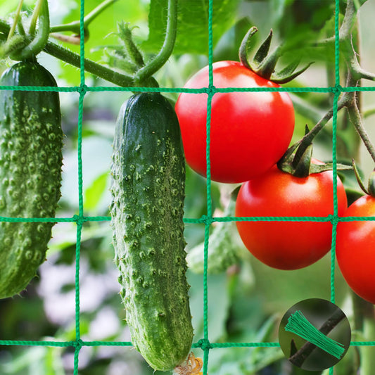 Unves Trellis Netting, 26.2 x 6.6 Ft Garden Trellis for Climbing Plants, 27 Strands & 4x4 Inch Mesh Plant Net for Tomato, Cucumber, Heavy Duty Net for Vegetables, Fruits, Grapes, Bean
