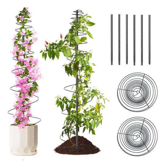 2 Pack Spiral Metal Garden Trellis for Climbing Plants Outdoor Indoor - 44" Adjustable Plant Support Tower with Center Pole, for Outdoor Garden, Raised Bed, Backyard, House Flower Pots & Planters