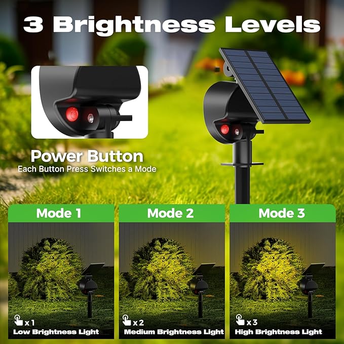 nipify 6 Pack Solar Spot Lights Outdoor Waterproof with 3 Modes, Solar Spotlight Light for Outside Yard Landscape Lighting Pathway Lights Wall,Warm White