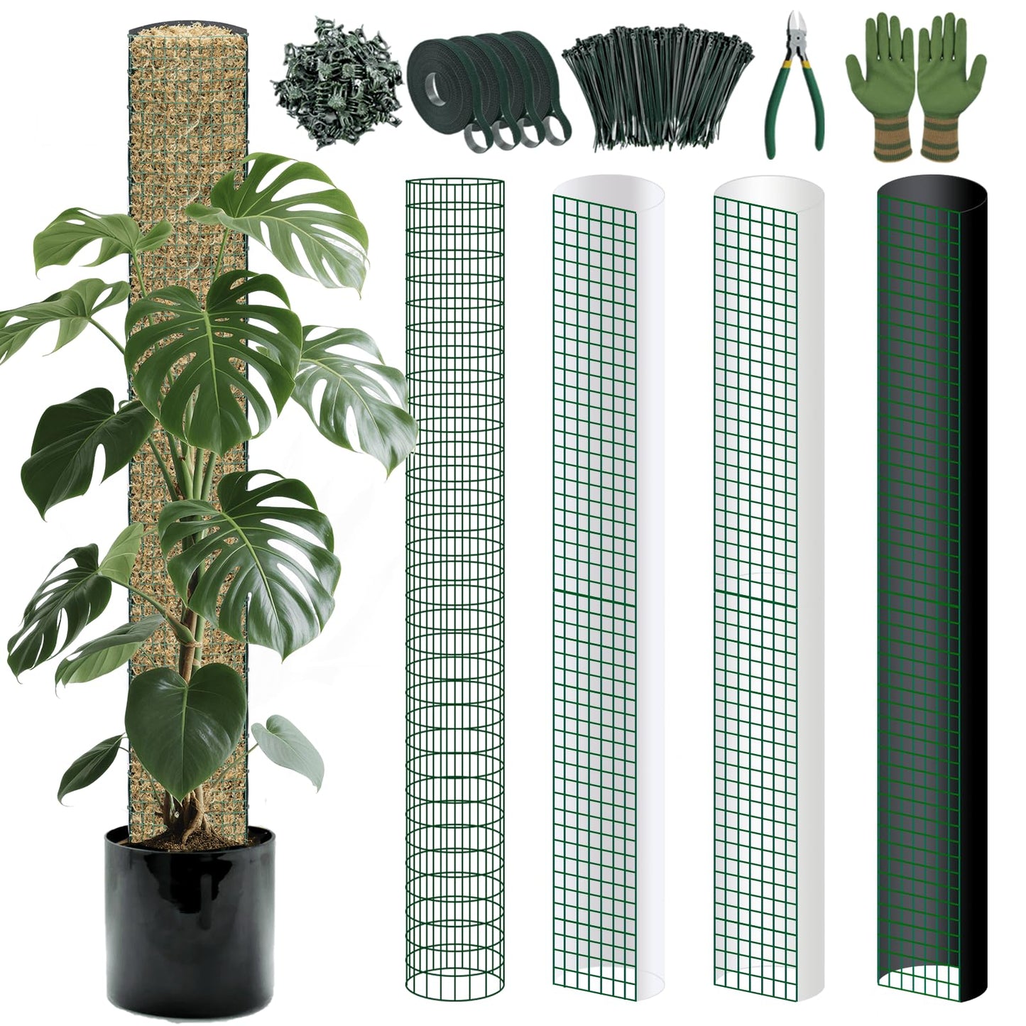 Metal Moss Poles for Climbing Plants, D-Shape Sphagnum Moss Pole Monstera Plant Support for Climbing Plants, DIY Plant Stakes Work with Sphagnum Moss (12ft D-Shaped & 28ft Round)