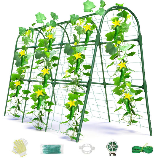 Laodier Cucumber Trellis for Raised Bed, U-Shape Garden Arch Metal Support for Climbing Plants, Metal Arch Plant Support Vegetables Trellis, Plant Support for Vine Outdoor (Green, 47*30*47inch(L*W*H))