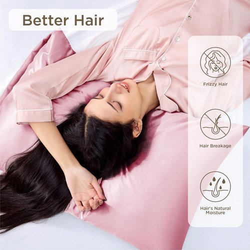 Bedsure Satin Pillowcase Set of 4 - Pink Silky Covers for Hair & Skin | 20x26 Inches with Envelope Closure