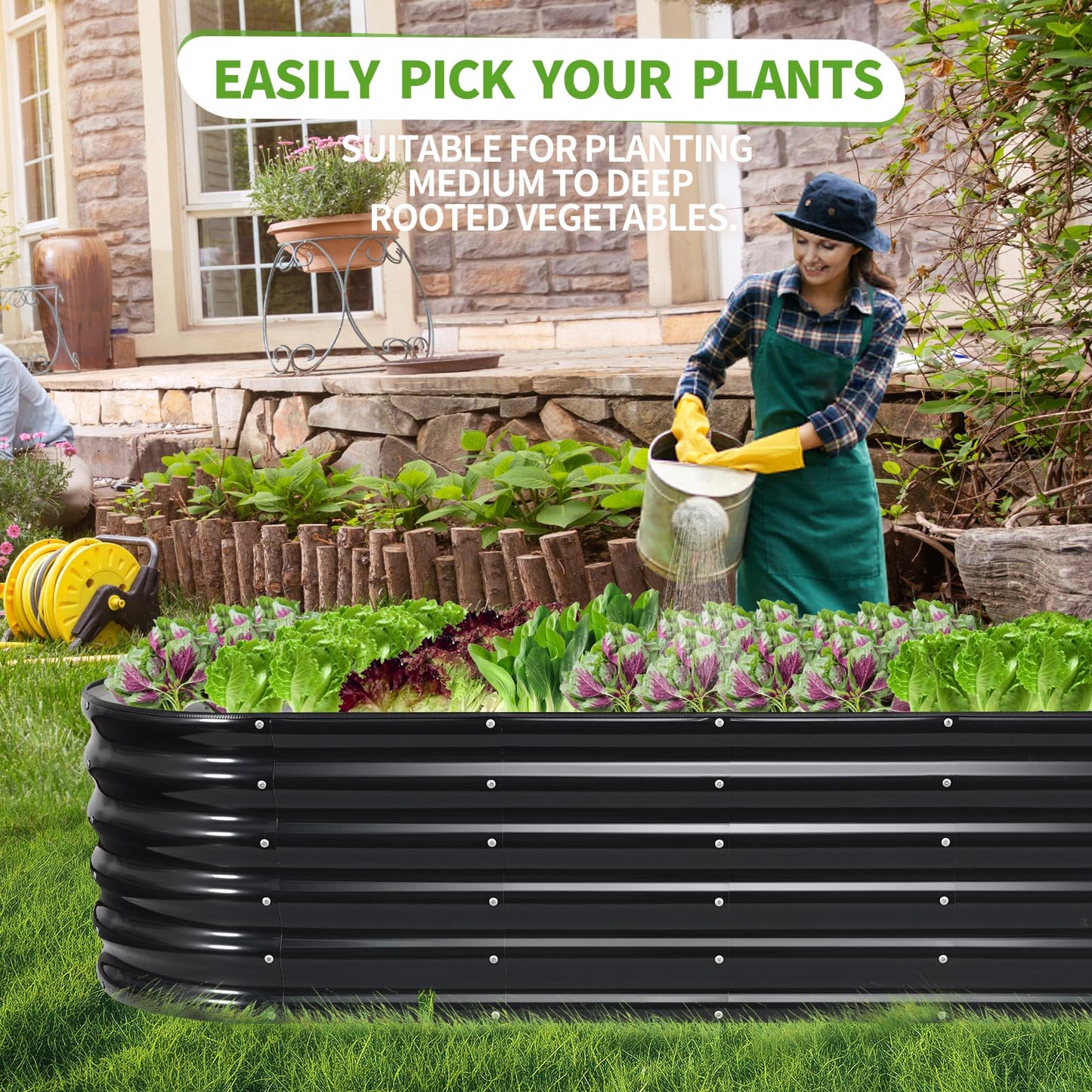 Permade Galvanized Raised Garden Bed Outdoor- Raised Beds for Gardening| Metal Planter Box, Steel Raised Garden Bed Kit with Safety Edging and Gloves for Vegetables, Flower, Herbs (6x2x1.4FT, Gray)