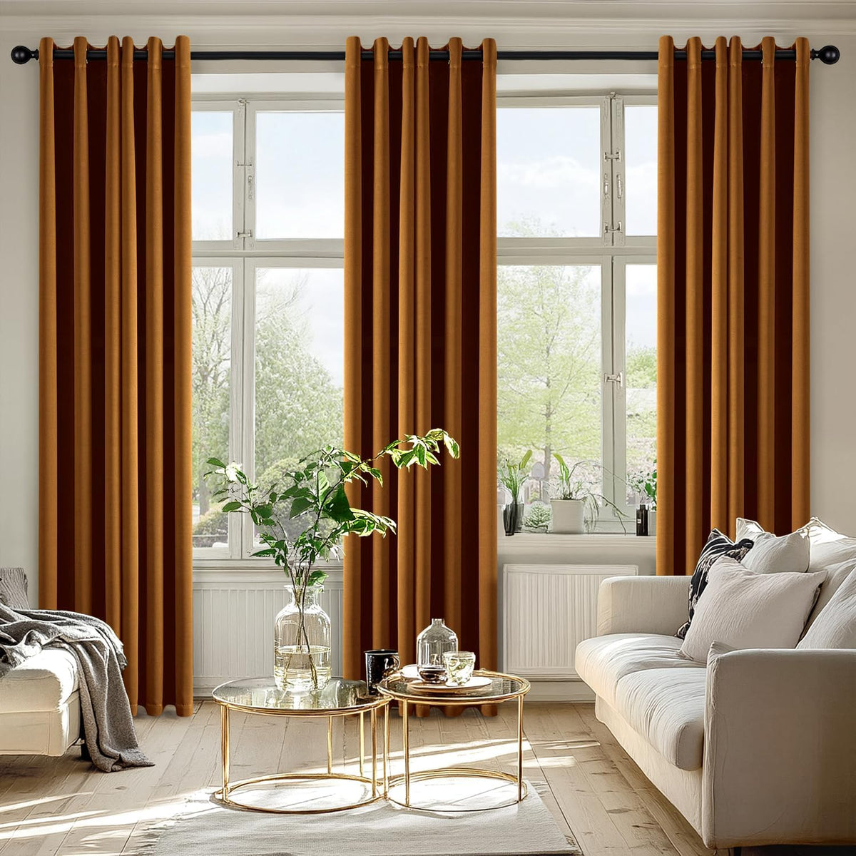 MIULEE Blackout Curtains - Thermal Insulated Room Darkening Drapes | 84 Inches Long, Gold Brown, 2 Panels