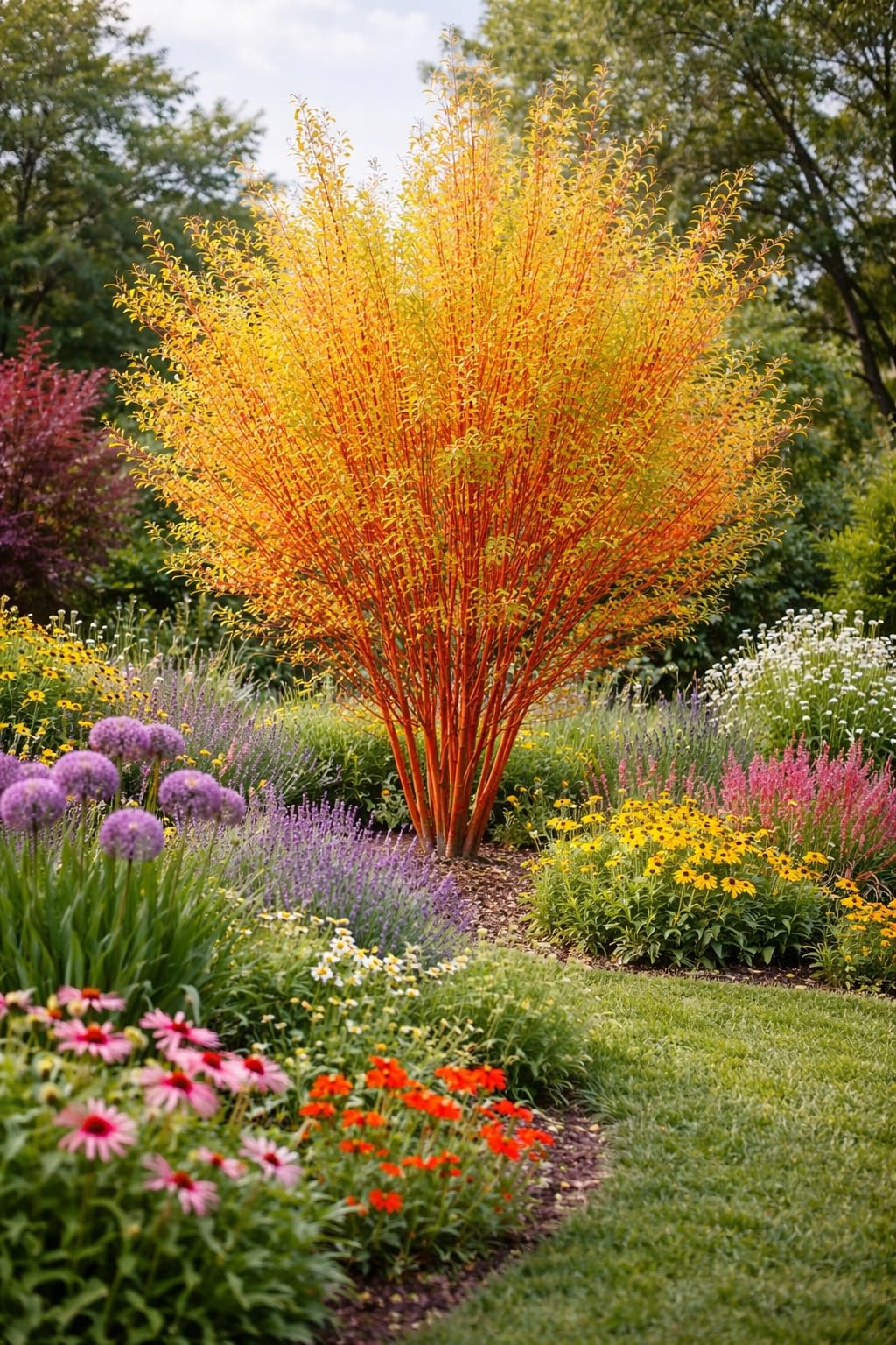 Flame Willow Tree Cuttings for Planting – Bright Red & Orange Stems – Fast Rooting Willow for Colorful Landscaping, Privacy & Winter Interest (2 Trees)