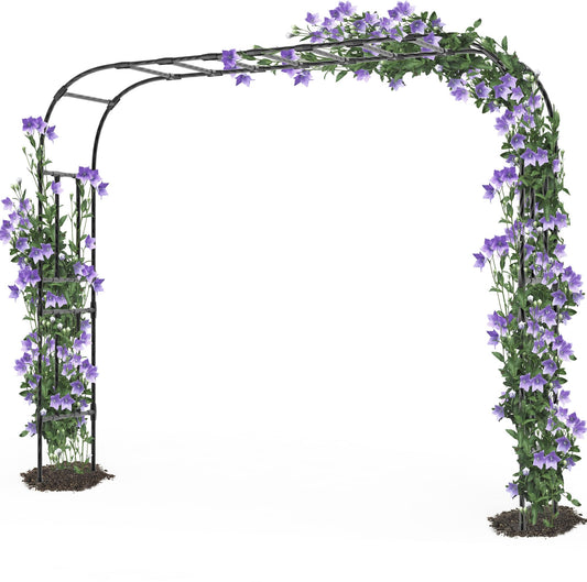 Trellume Thickened Metal Garden Arch-141.7"(L)*94.5"(H),Garden Arch Trellis for Climbing Plants Outdoor, Heavy Duty RustProof Iron Arbor Archway for Backyard, Patio, Lawn and Wedding Decorations