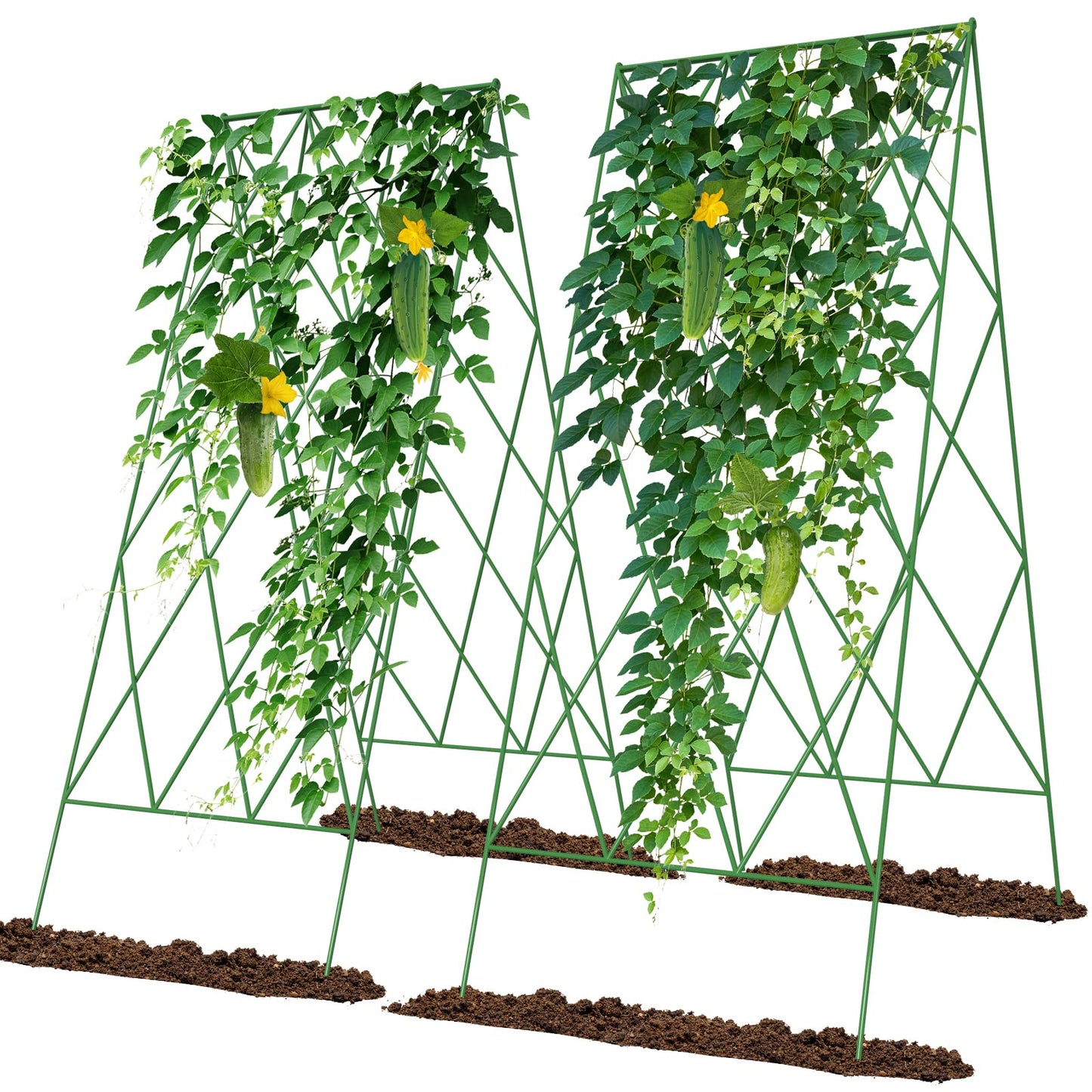UrGROWA Cucumber Trellis 2 Pack, Foldable A-Frame Garden Trellis for Raised Bed Garden Grow Support with Plant Support Clips, Twist Ties, Plastic Ties, for Cucumber,Tomato, Climbing Plants and Flowers