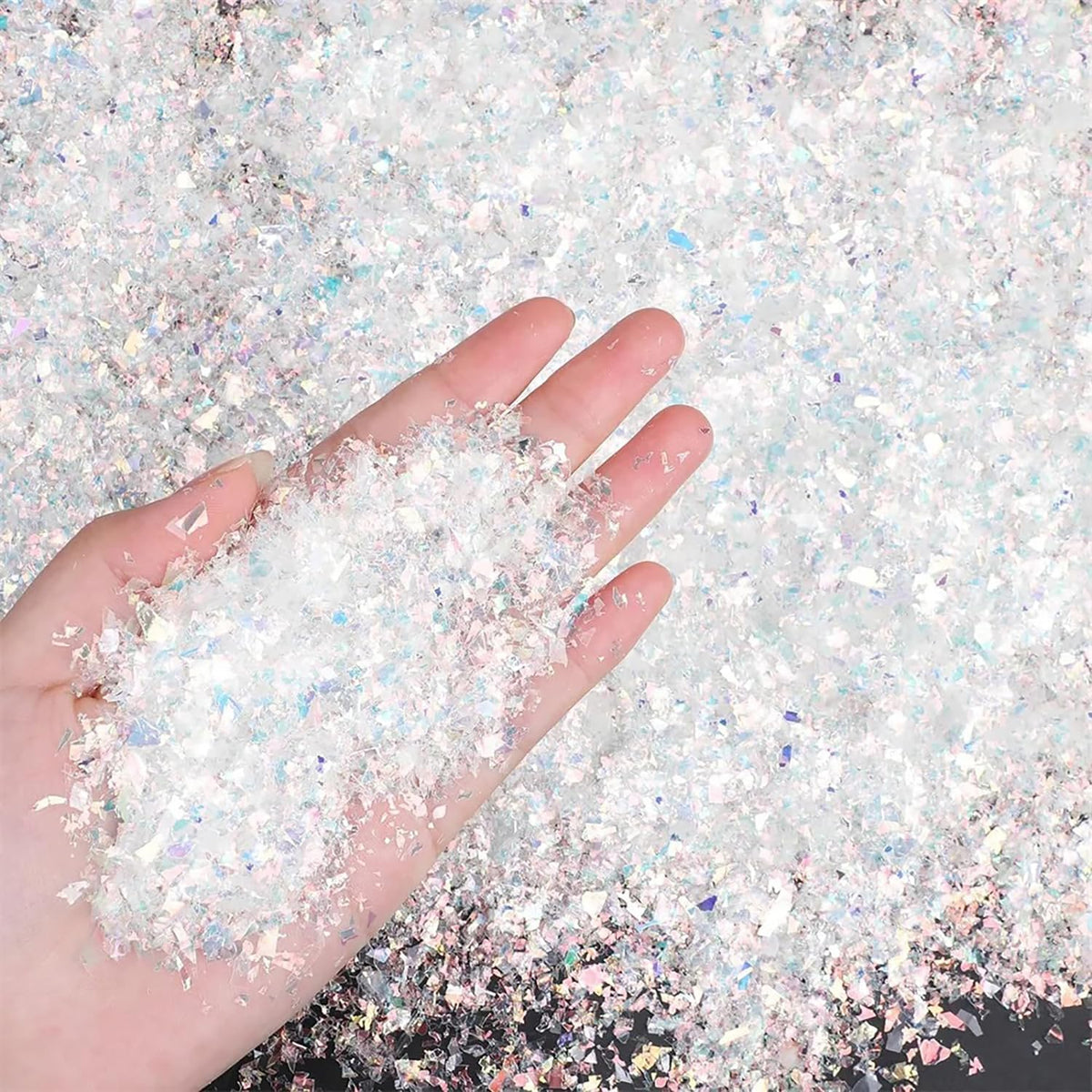 Skiennix 50g Fake Snow Decoration - Sparkly White Faux Snowflakes for Christmas Party Decor