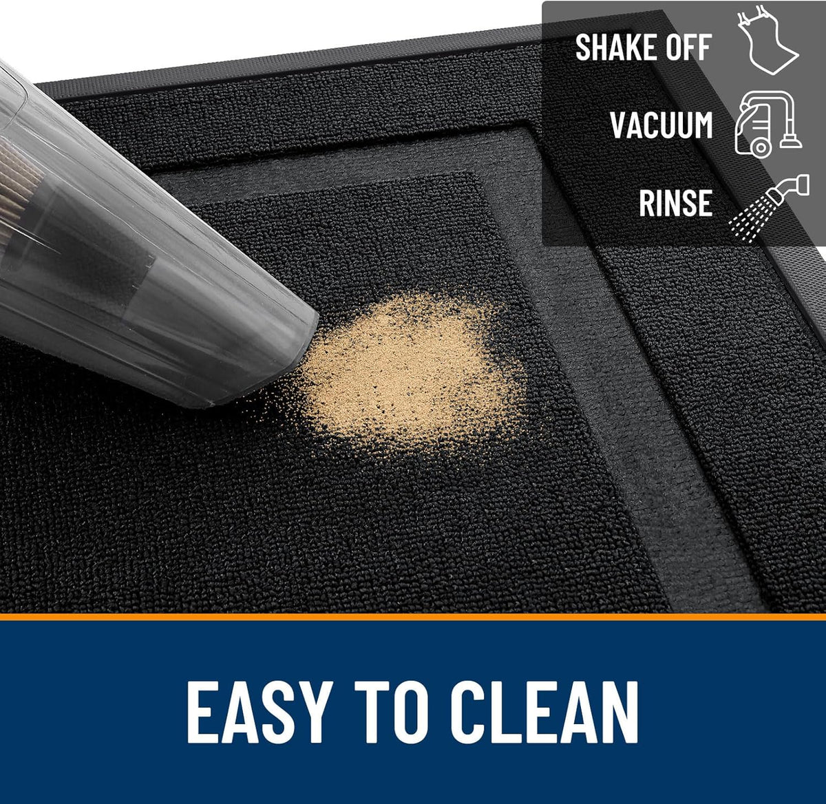 OLANLY Waterproof Front Door Mat | All-Season Indoor Outdoor Doormat, Easy Clean, 47x23, Jet Black