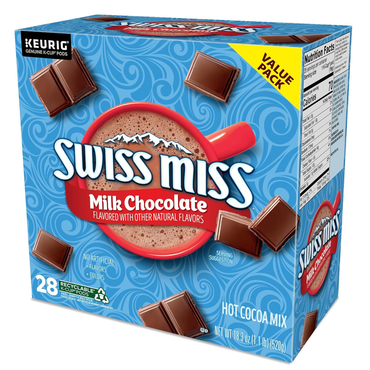 Swiss Miss Hot Cocoa K-Cup Pods - Rich Milk Chocolate Flavor | 28 Count Single-Serve Packs