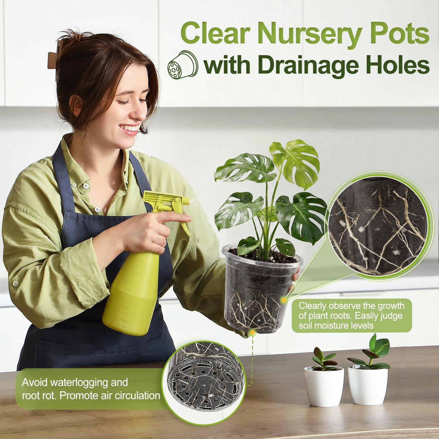 CINKSY 36 Pack Clear Plant Nursery Pots, 7/5/4/3.5 Inch Plastic Planter Pots with Drainage Hole, Flower Seedling Nursery Pots with 20 Labels for Garden Indoor Outdoor