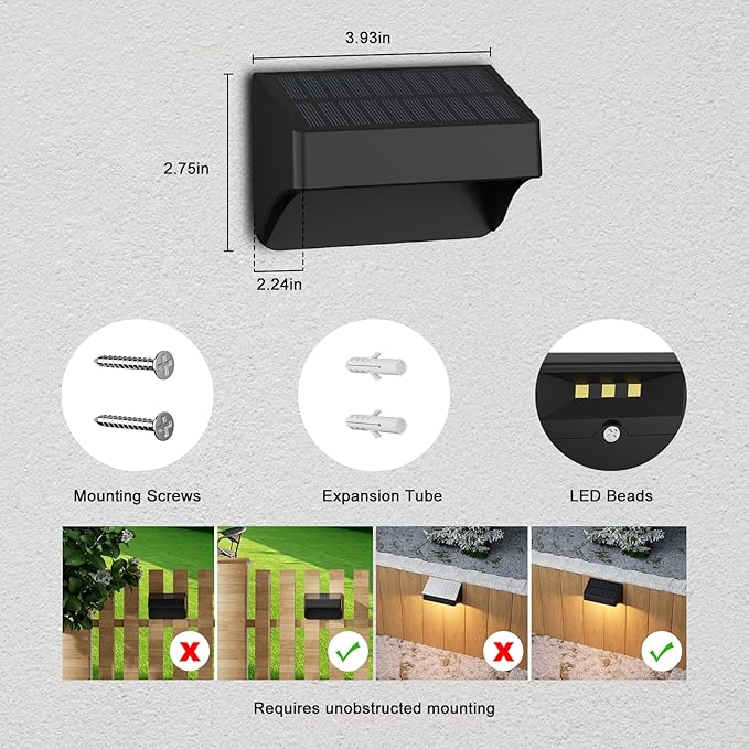 Solar Fence Lights,Fence Solar Lights Outdoor Waterproof Led IP65 with10 Fixed Colors ＆ RGB Color Changing for Wall Backyard Step Railing Patio Pool Porchaily&Holiday Decorations (12)